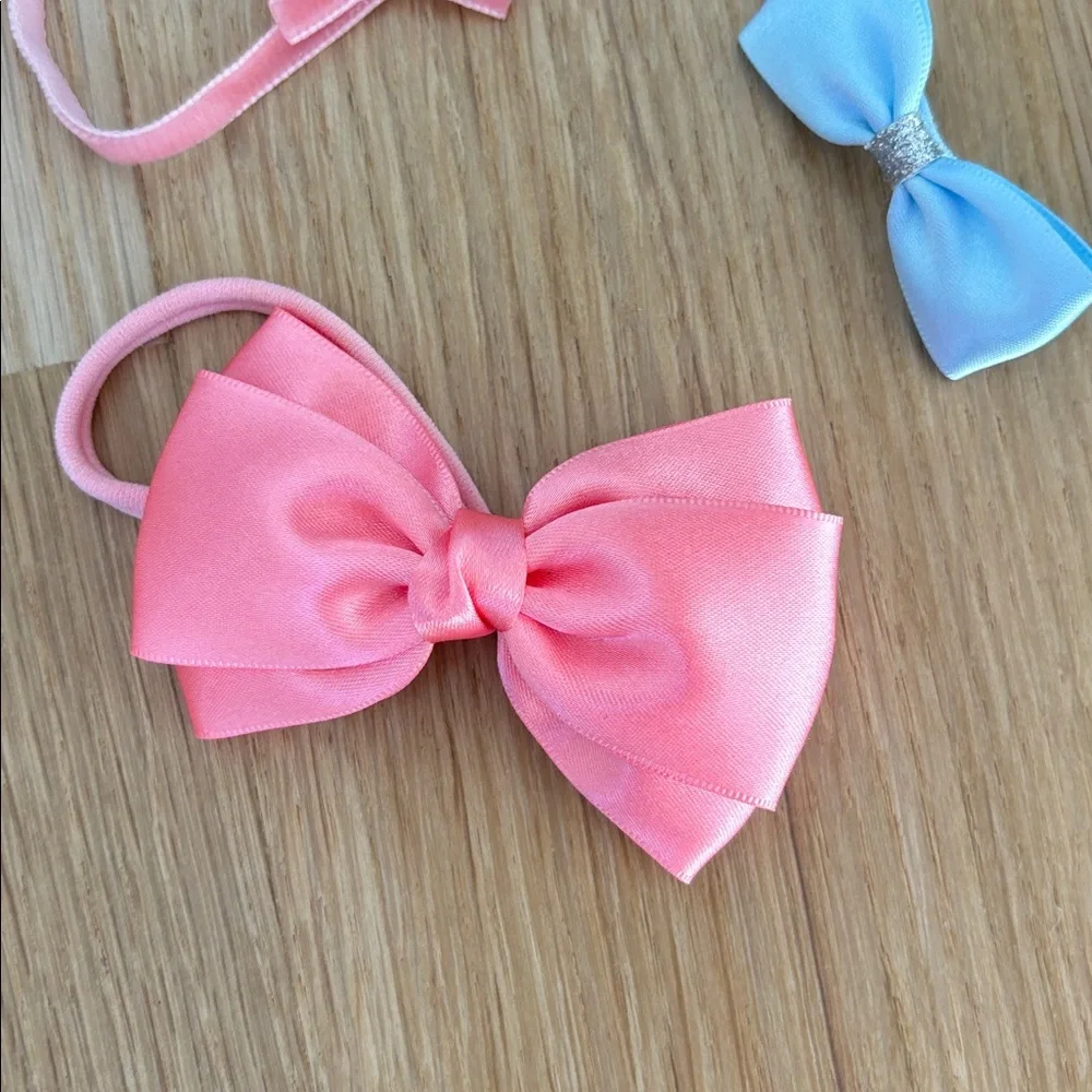 Pink and Blue Bow Headbands Set for Baby Girls
